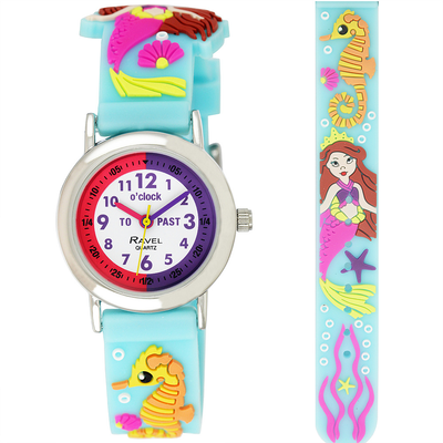 Ravel-kid's cartoon time-teacher watch - mermaid