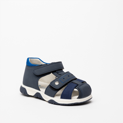 Kido double velcro navy sandal with cut outs