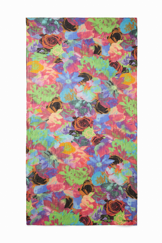 Rectangular crinkled floral foulard image number null