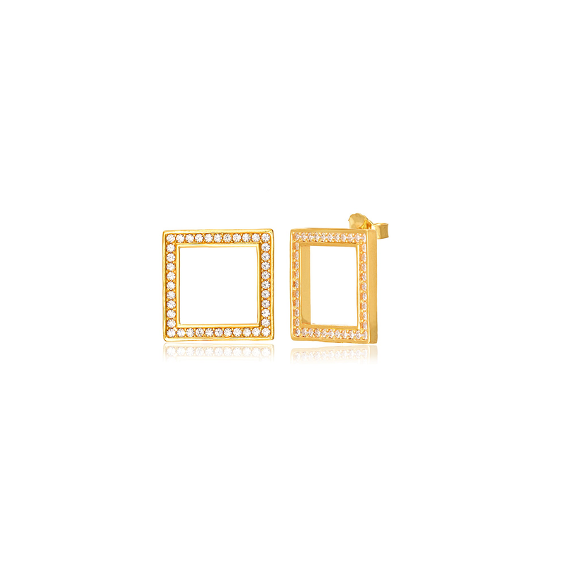 Cupid x gold square s earrings, , medium image number null