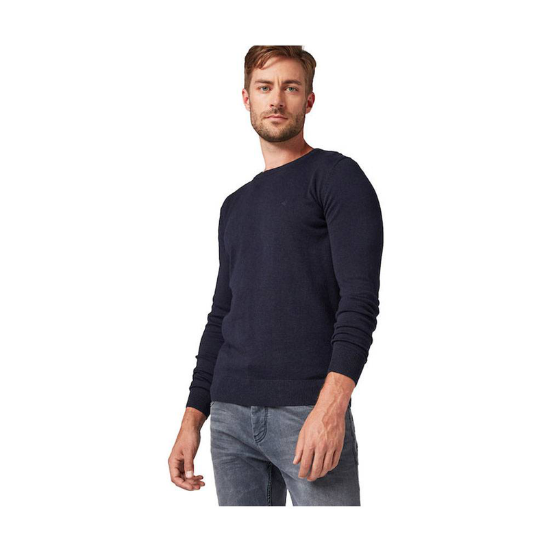 Baic crew nec knit mens knitted navy melange image number null