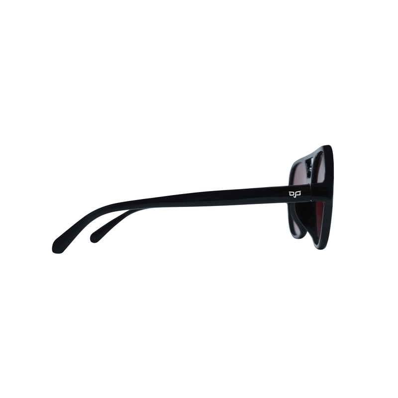 OJO man sunglasses round shine black frame and temples with polarised gradient red lenses rx image number null