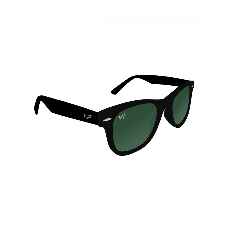 OJO junior sunglasses wayfarers  black frame and  temples with green lenses rx image number null