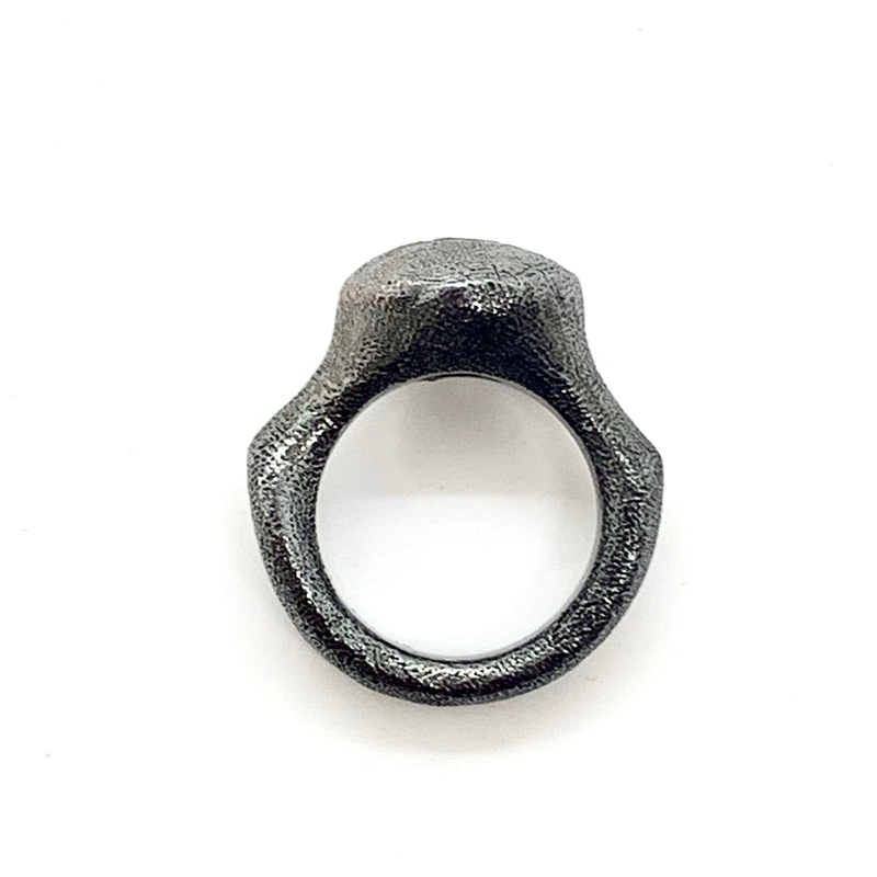 Ring pure oxidized silver black diamond image number null