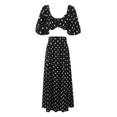 Sandy co-ords top and skirt polka dot black