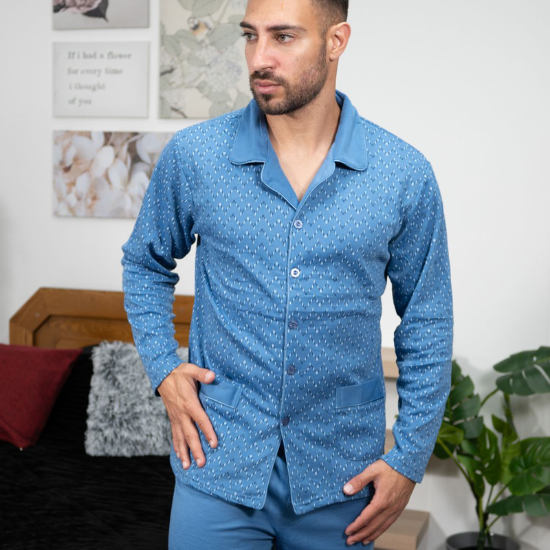 Men classic pajama with buttom in flanel fabric #2443 image number null