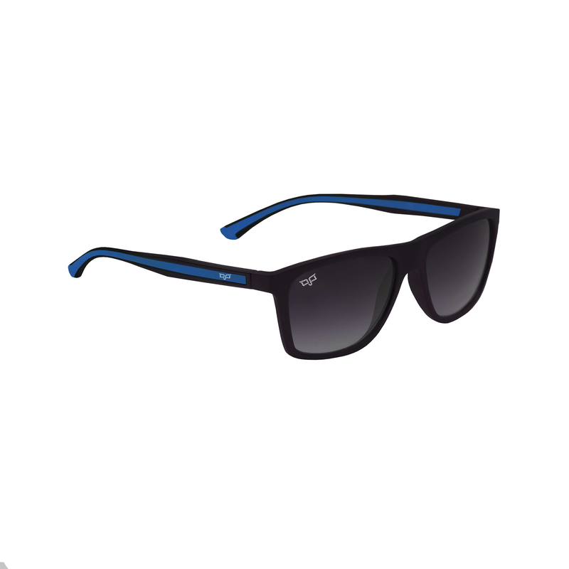 OJO sunglasses man square matte black frame and black blue temples with grey gradient lenses rx image number null