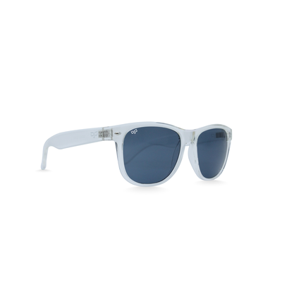 OJO sunglasses everyday clear frame and temples with blue lenses rx