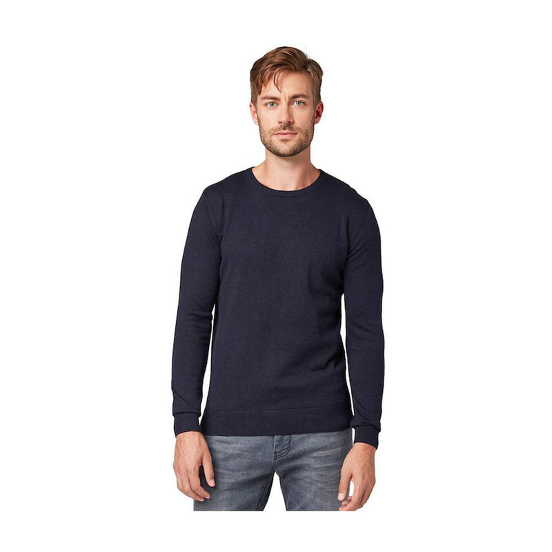 Baic crew nec knit mens knitted navy melange image number null