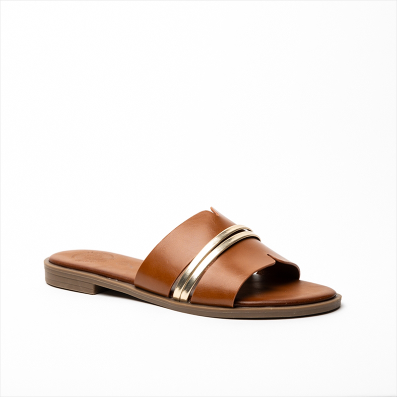 Athenais flat sandals with metallic detail image number null