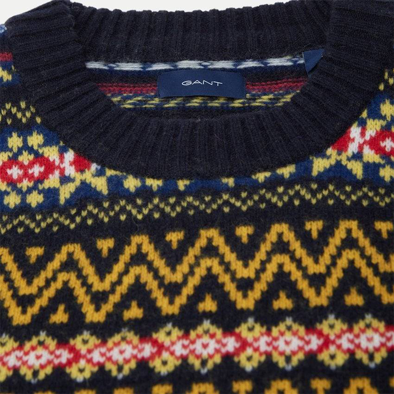 Fair isle c-neck.marine.knit image number null