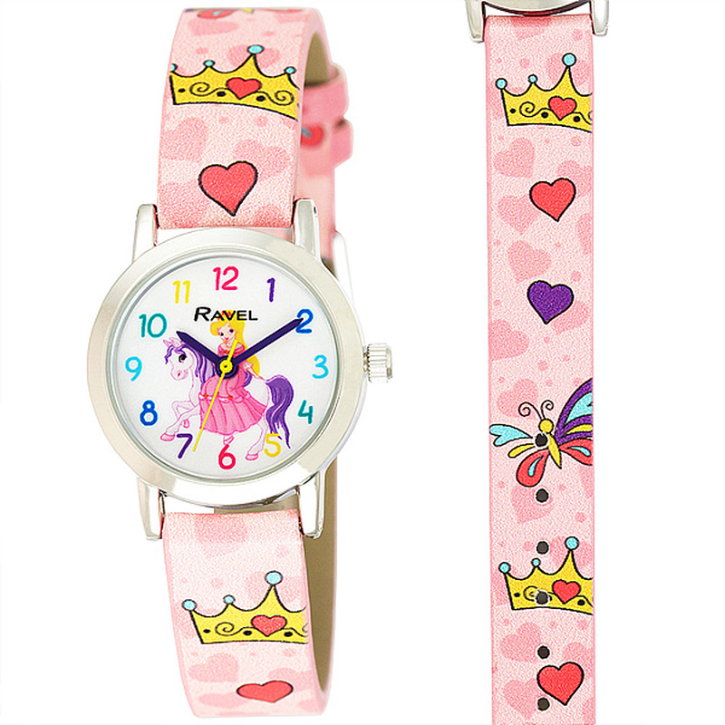 Ravel-kid's leather  watch-heart and butterflies, , medium image number null