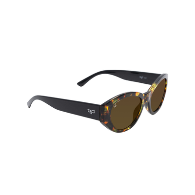 Ojo sunglasses trend square with shell brown frame and shine black temples with brown lenses rx