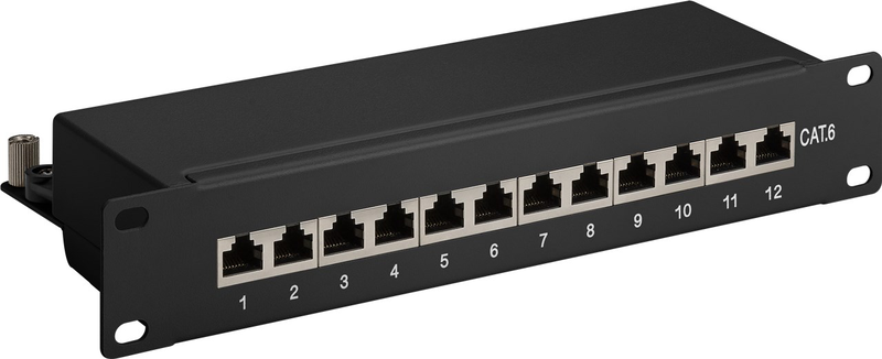 Cat 6 10 inch 25.4 cm patch panel, 12 port, , medium image number null