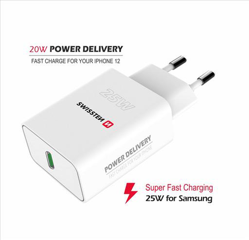 Swissten charger type c 20 / 25w for iPhone and samsung white, , medium image number null