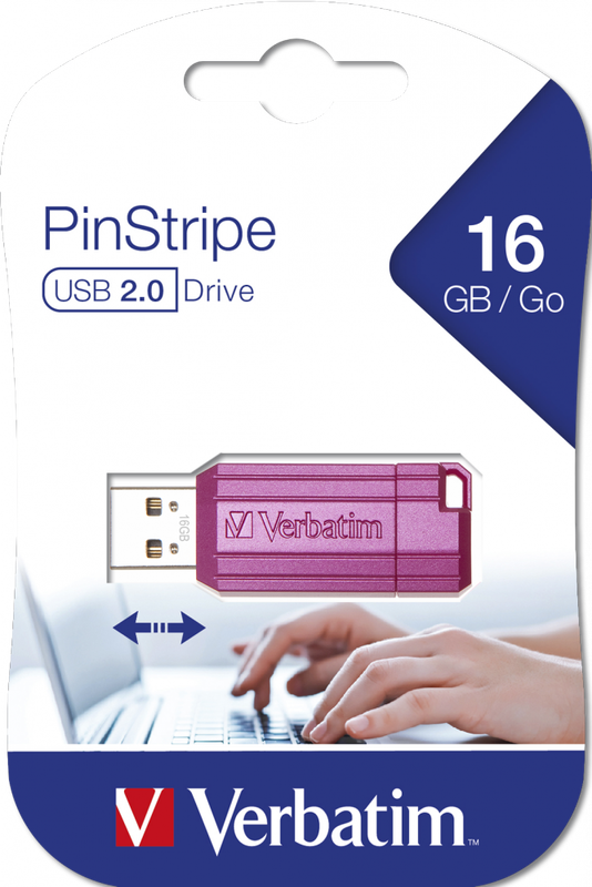 Verbatim USB 16GB  hot pink pinstripe, , medium image number null