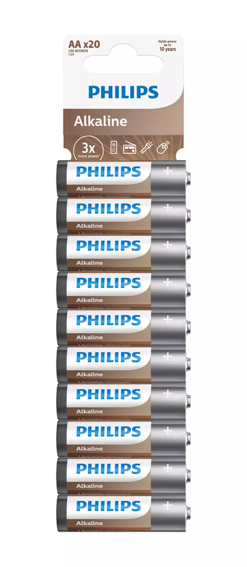 Philips lr06a20t/grs αlkaline batteries high performance 20pcs aa, , medium image number null