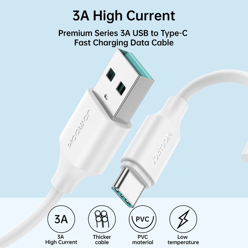 Joyroom s-uc027a9 3a USB-a to Type-C fast charging data cable 1m-white, , medium image number null