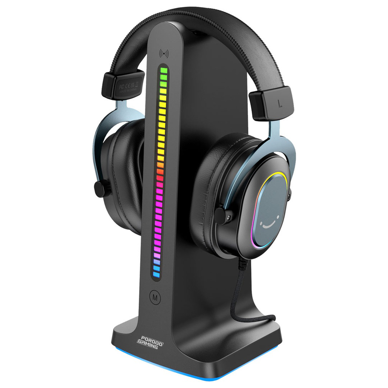 Porodo gaming rgb dynamic sound lighting headphone stand with cable storage, , medium image number null