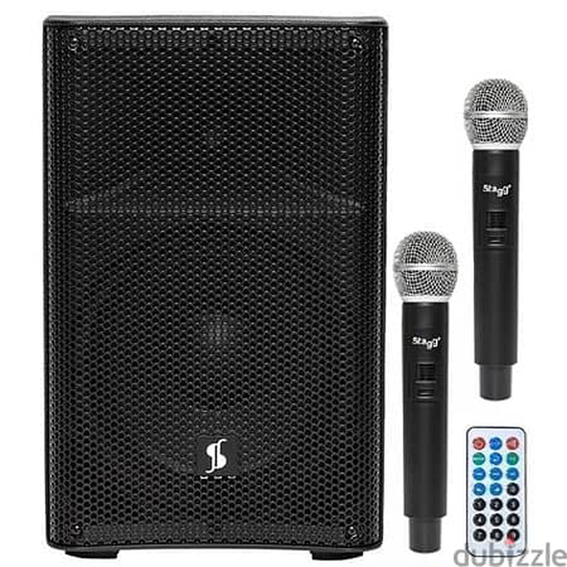 Stagg as-15b battery powered speaker with wireless microphones, , medium image number null