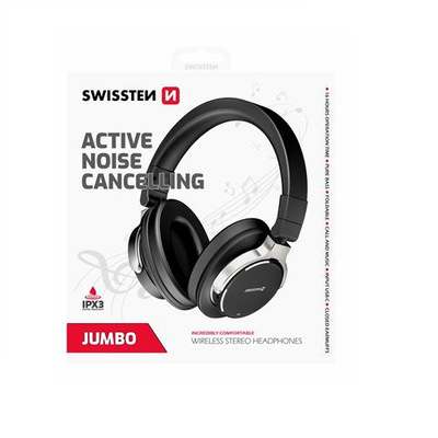 Wireless stereo headphones swissten jumbo anc black