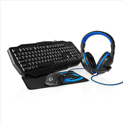 Gaming combo kit 4-in-1 keyboard, headset, mouse and  pad us intern. Layout black
