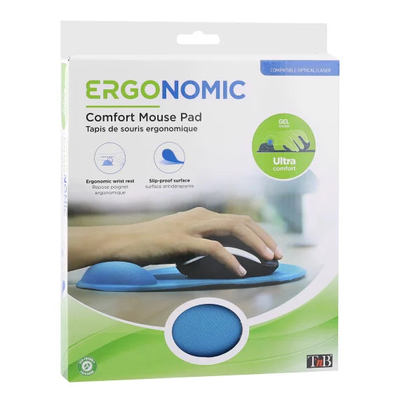Tnb ergonomic mouse pad with wrist-rest light blue