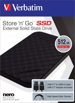 Verbatim ssd external USB 3.2 Gen1 512GB USB-c type 6,35cm (2,5'')high sp