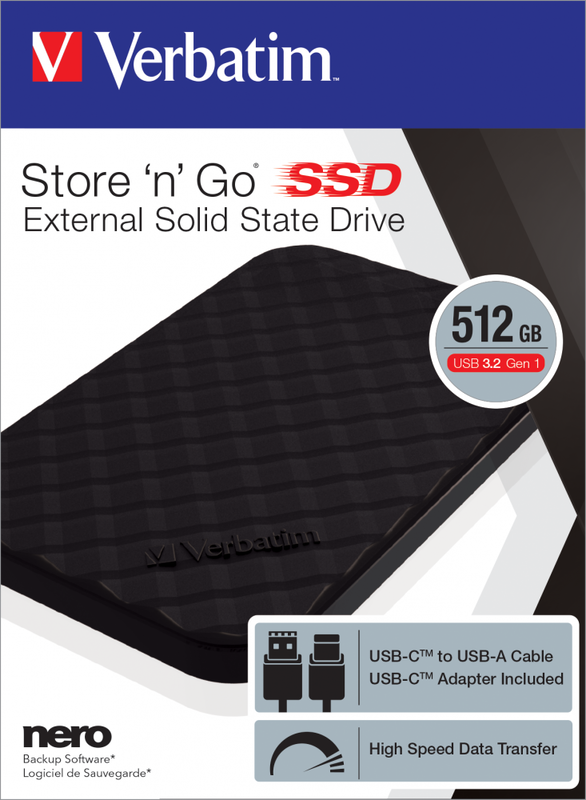 Verbatim ssd external USB 3.2 Gen1 512GB USB-c type 6,35cm (2,5'')high sp, , medium image number null