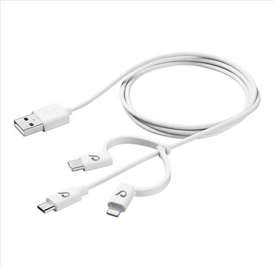 Cellularline 3 in 1 cable lightning micro and type c