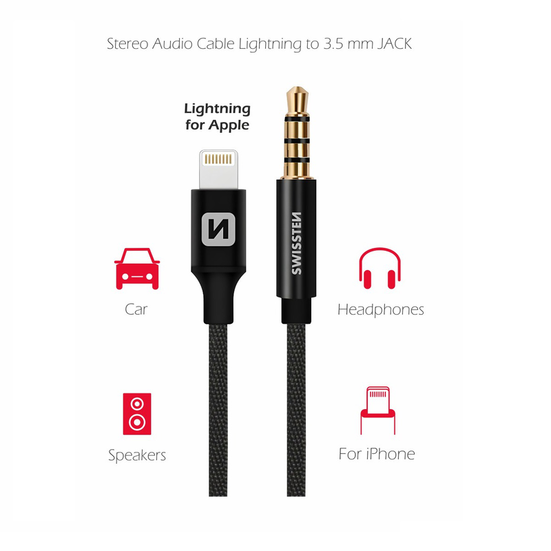 Swissten  audio lightning to 3.5mm jack 1.5m black, , medium image number null