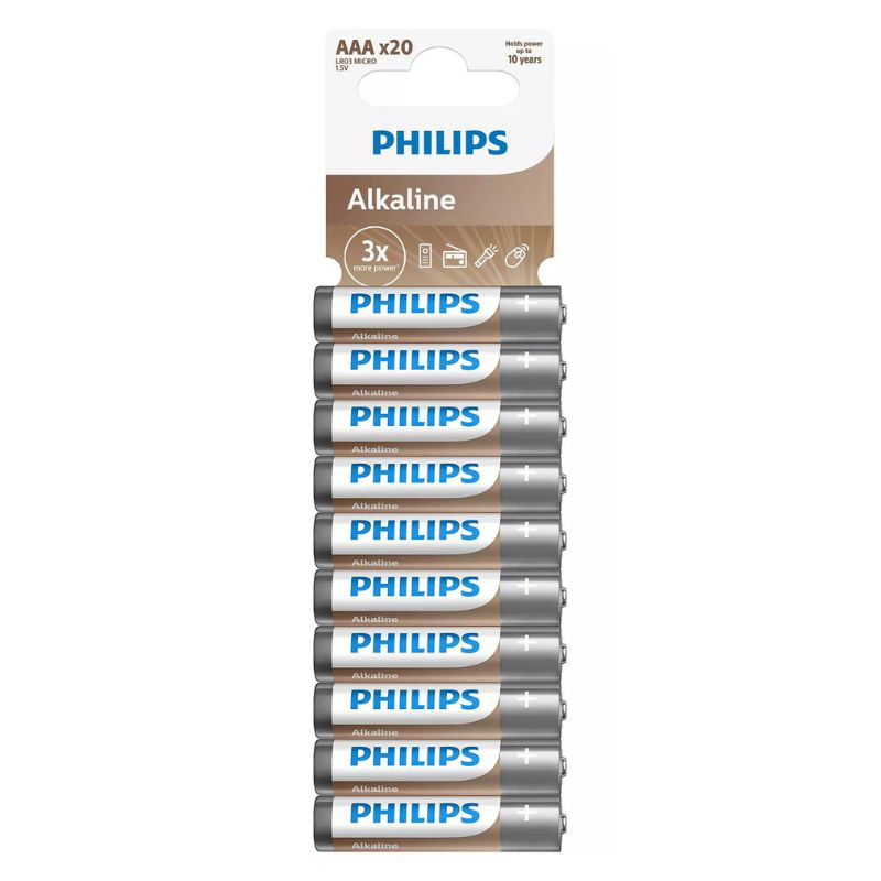 Philips lr03a20t/grs αlkaline batteries high performance 20pcs aaa, , medium image number null