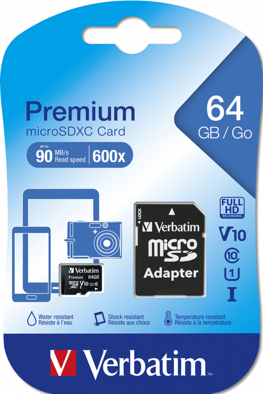 Verbatim microsdhc 64GB class 10 with adaptor, , medium image number null