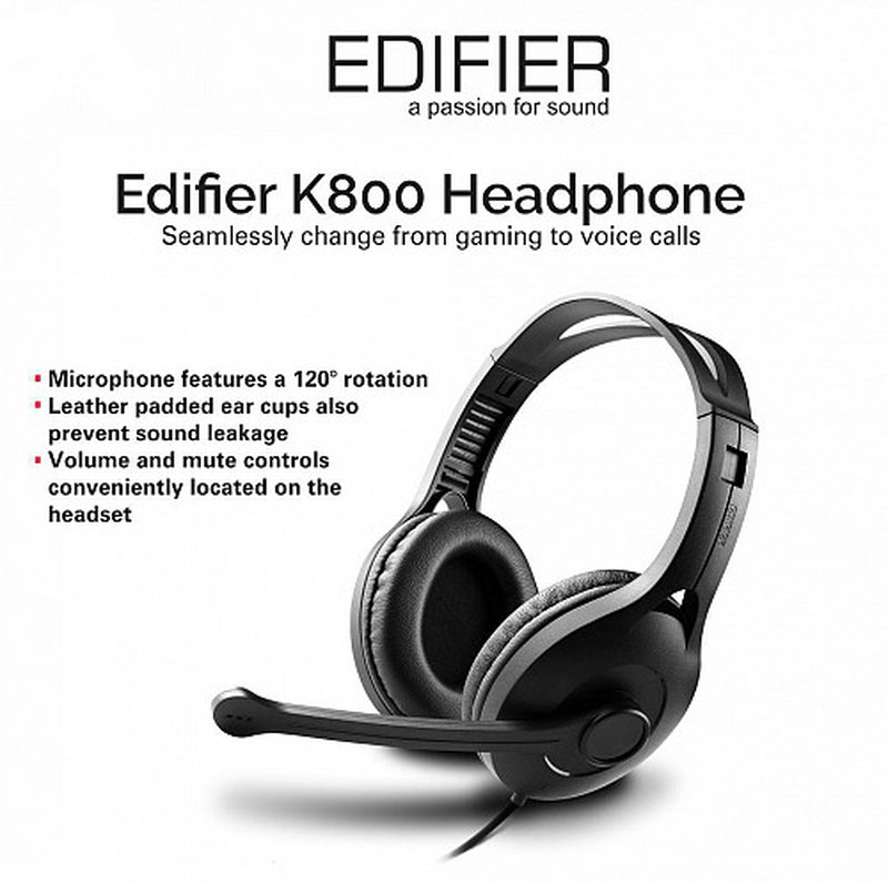 Edifier k800 office / gaming headsetaux 3.5mm black, , medium image number null