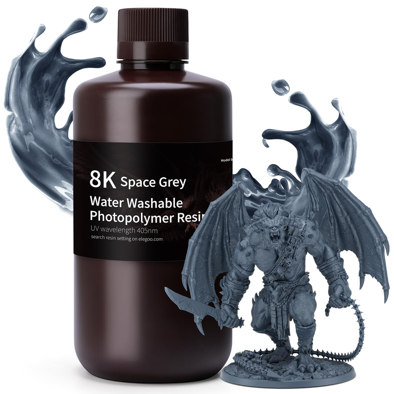 Elegoo 8k washable space grey 3d resin 1kg, , medium image number null