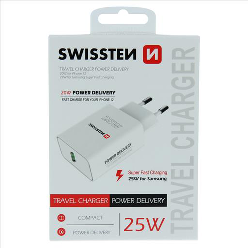 Swissten charger type c 20 / 25w for iPhone and samsung white, , medium image number null