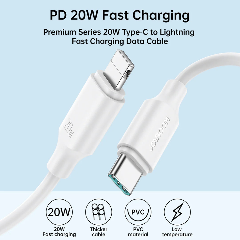 Joyroom s-cl020a9 20w Type-C to lightning fast charging data cable 0.25m-white, , medium image number null