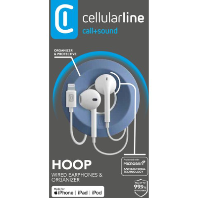 Cellularline hoop lightining wired earphones and organizer white