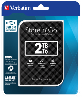 Hdd USB 3.0 2TB 2,5''(9,5mm)black verbatim