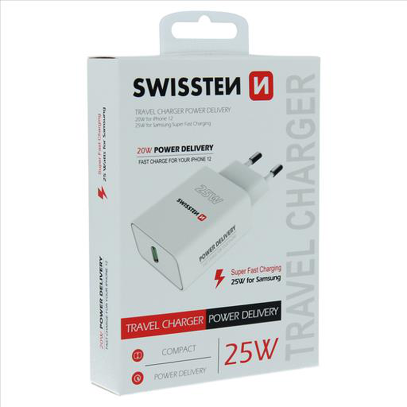 Swissten charger type c 20 / 25w for iPhone and samsung white, , medium image number null