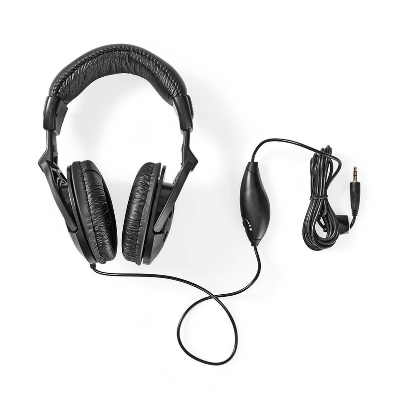 Wired headphones 2.5m round cable over-ear black, , medium image number null