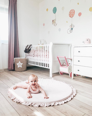 Meowbaby® round foam playmat with frill in light pink