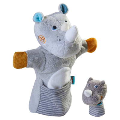 Haba puppet rhino with calf