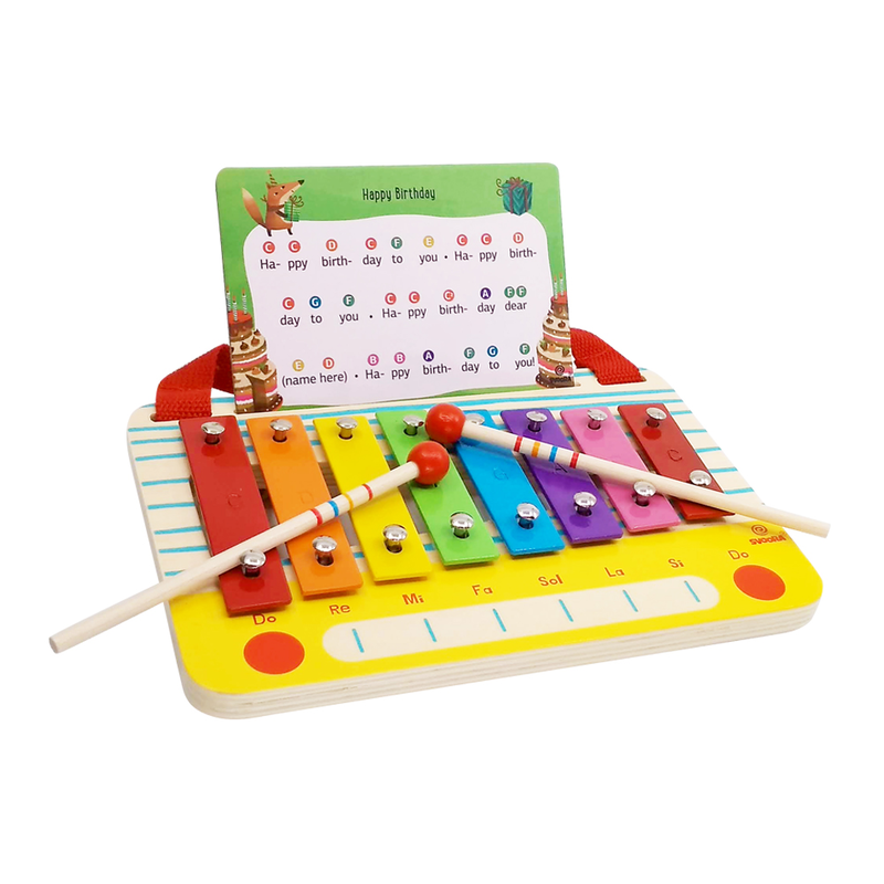 Wooden metallophone set c major, 8 notes with children song cards'the radio', , medium image number null