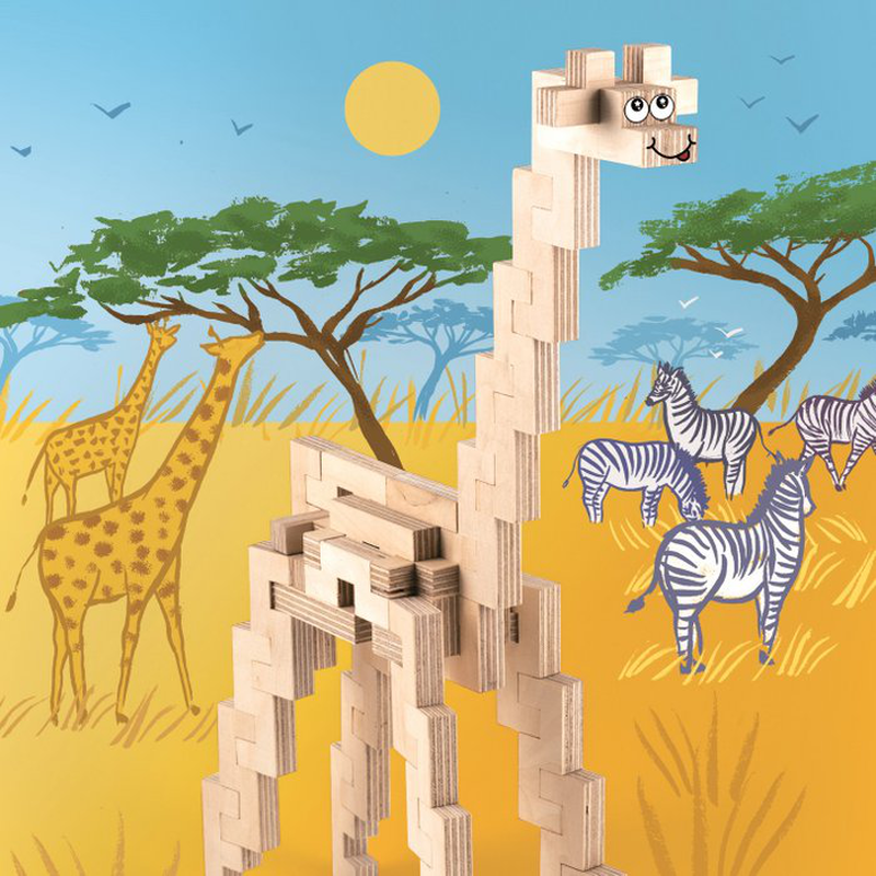 Wooden construction set - giraffe, , medium image number null