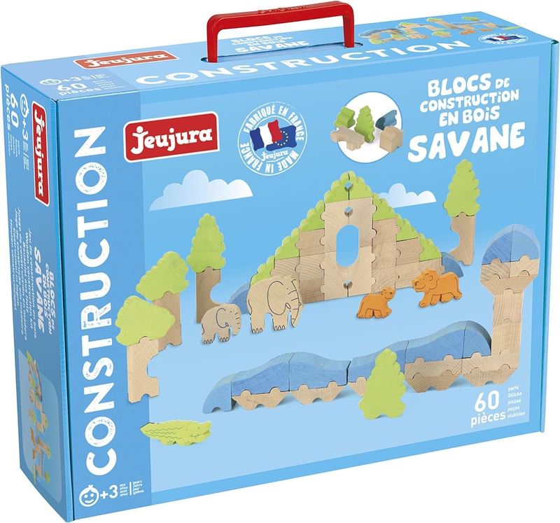 Jeujura wooden construction blocks savanna set, , medium image number null