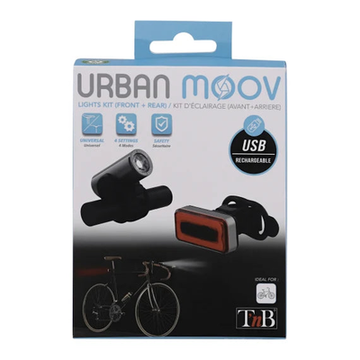 Tnb pack of front and rear rechargeable led lights for bike