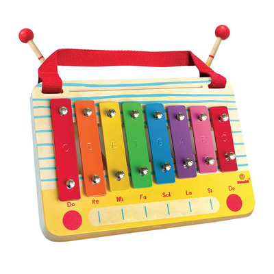 Wooden metallophone set c major, 8 notes with children song cards'the radio'