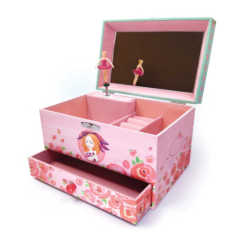 Svoora musical jewelry box esperides with ring holder, drawer & wide mirror amphitrite, , medium image number null