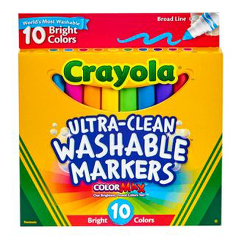 Crayola ultra-clean color max broad line washable markers-bright colors pack of 10, , medium image number null